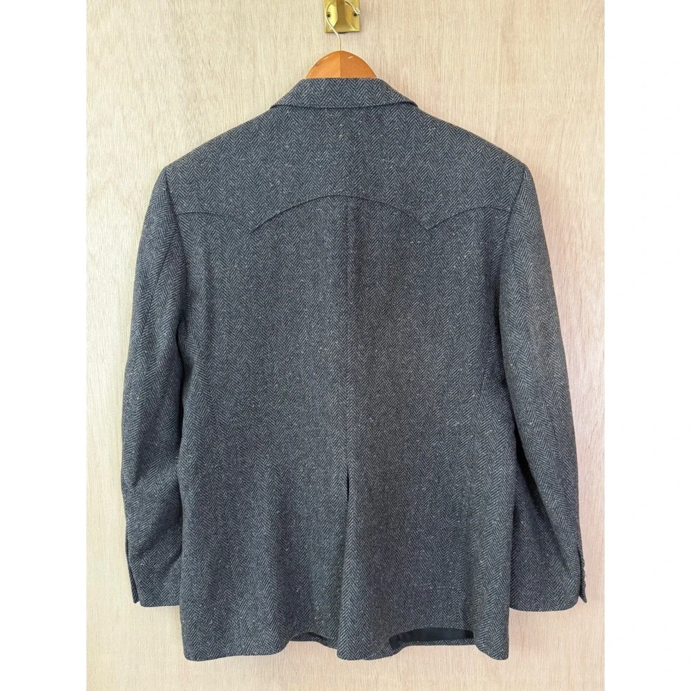Circle S Dallas Texas Mens Grey Herringbone Wool Western Suit Jacket Blazer